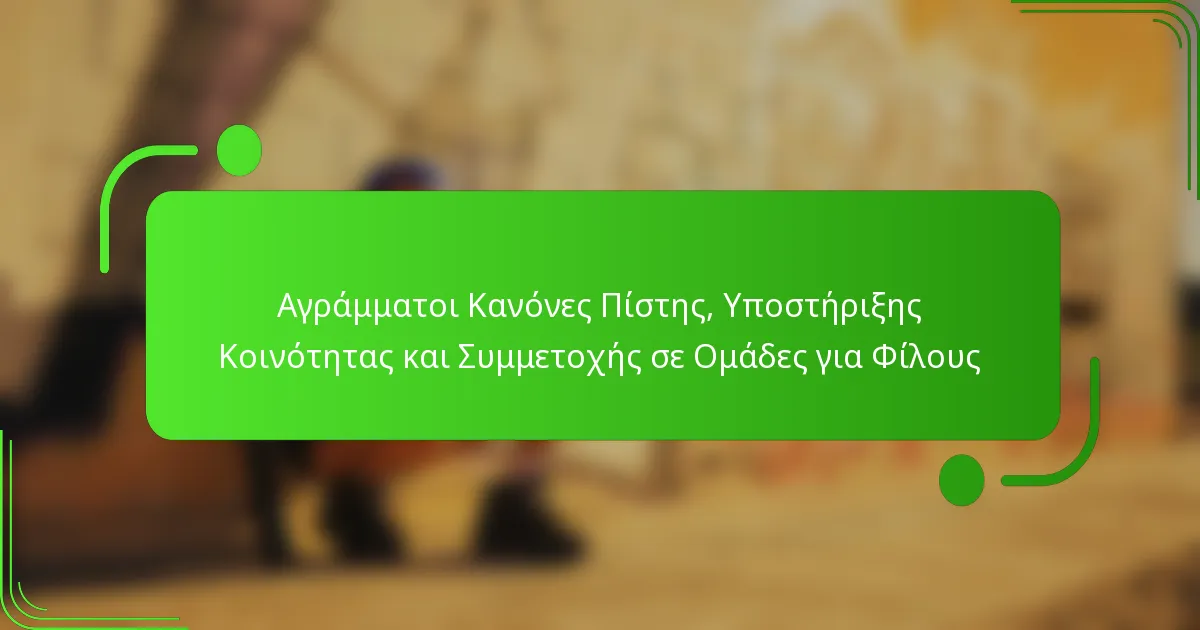 Αγράμματοι Κανόνες Πίστης, Υποστήριξης Κοινότητας και Συμμετοχής σε Ομάδες για Φίλους