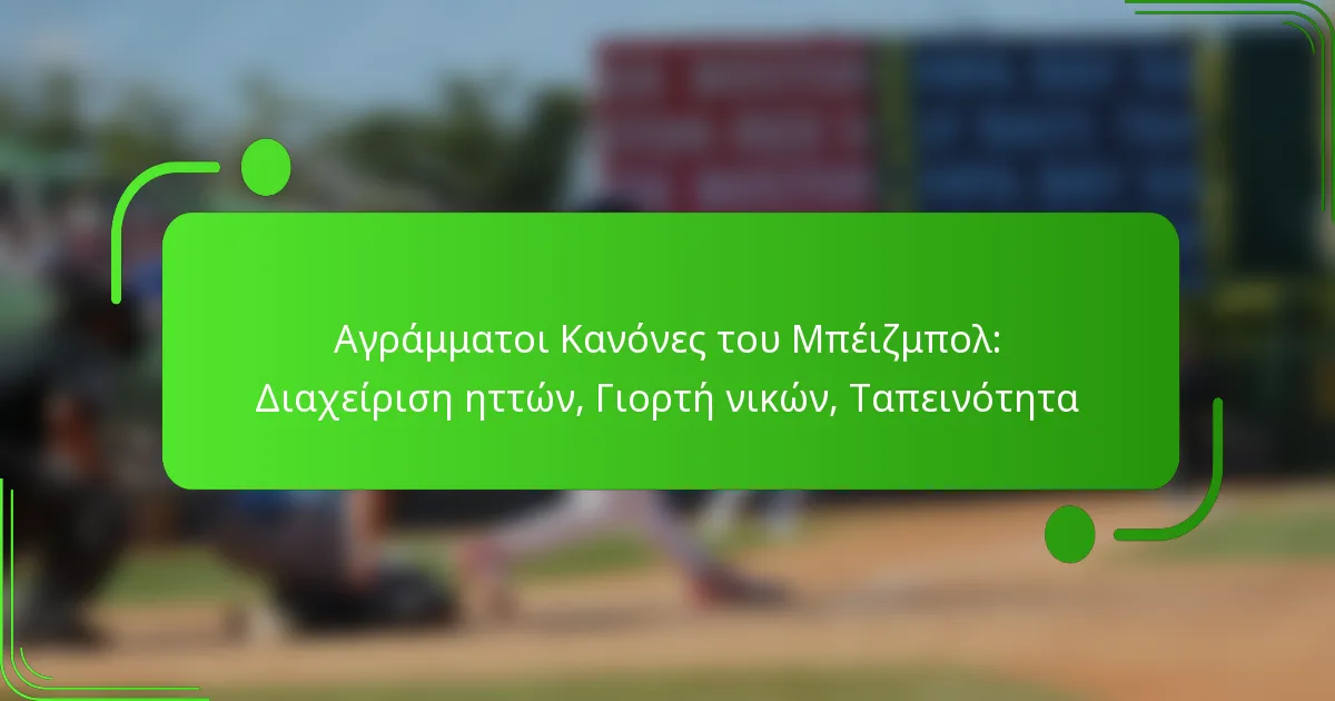 Αγράμματοι Κανόνες του Μπέιζμπολ: Διαχείριση ηττών, Γιορτή νικών, Ταπεινότητα