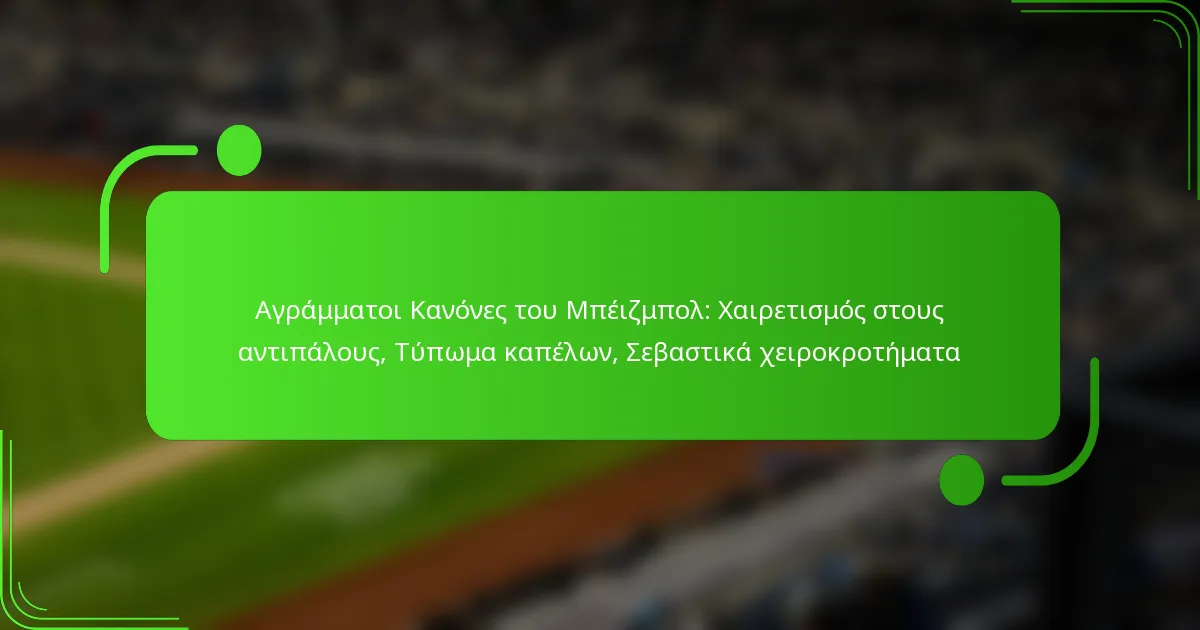Αγράμματοι Κανόνες του Μπέιζμπολ: Χαιρετισμός στους αντιπάλους, Τύπωμα καπέλων, Σεβαστικά χειροκροτήματα