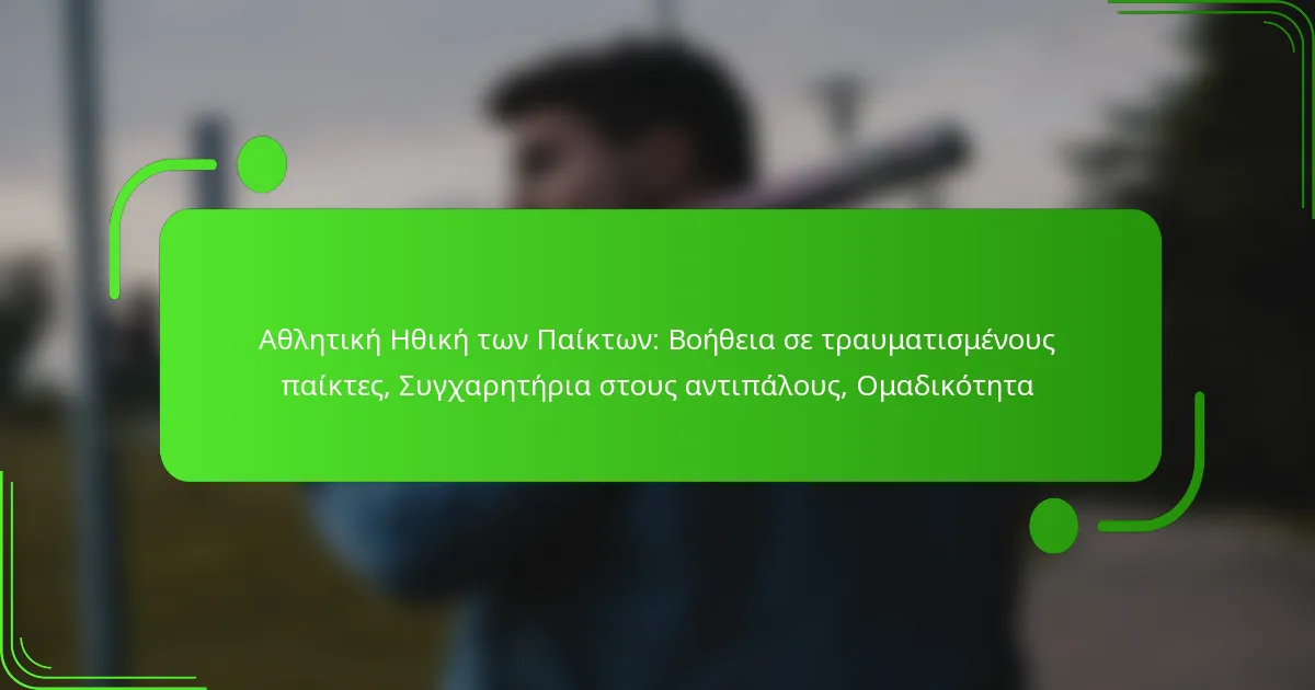 Αθλητική Ηθική των Παίκτων: Βοήθεια σε τραυματισμένους παίκτες, Συγχαρητήρια στους αντιπάλους, Ομαδικότητα