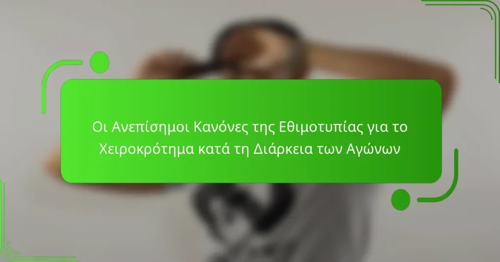 Οι Ανεπίσημοι Κανόνες της Εθιμοτυπίας για το Χειροκρότημα κατά τη Διάρκεια των Αγώνων